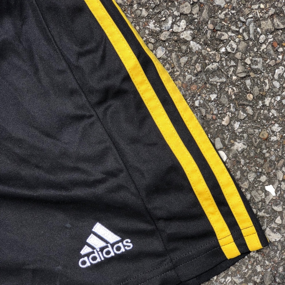 Adidas Unisex Yellow and Black Shorts Medium